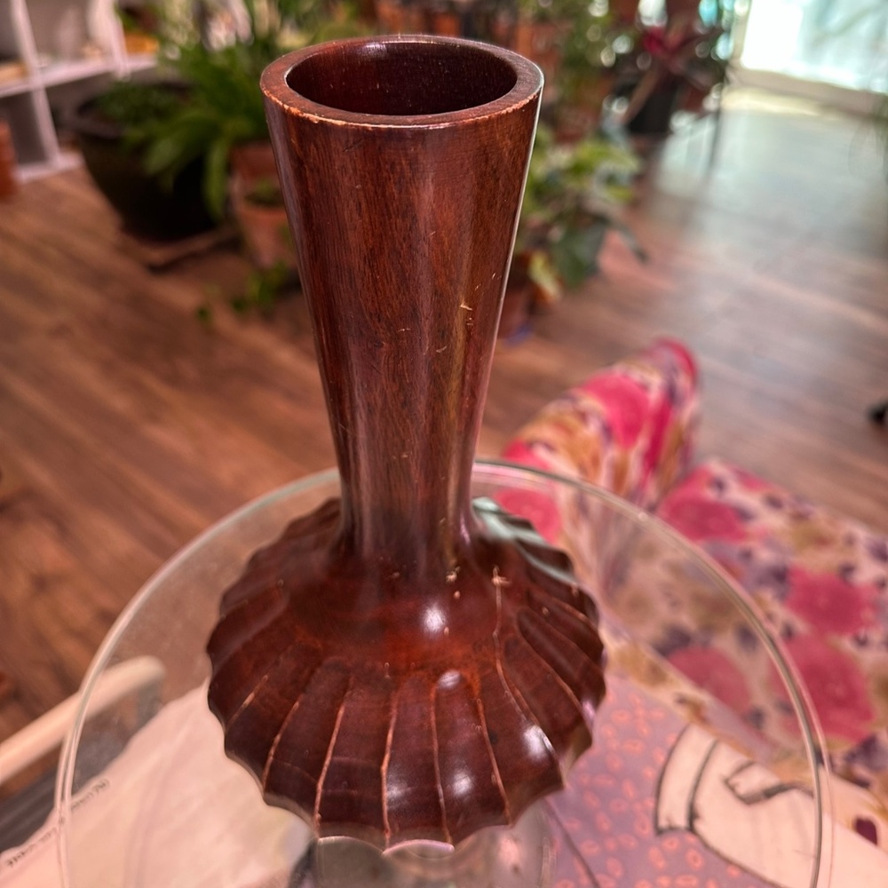 Vintage RedWood Carved Vase